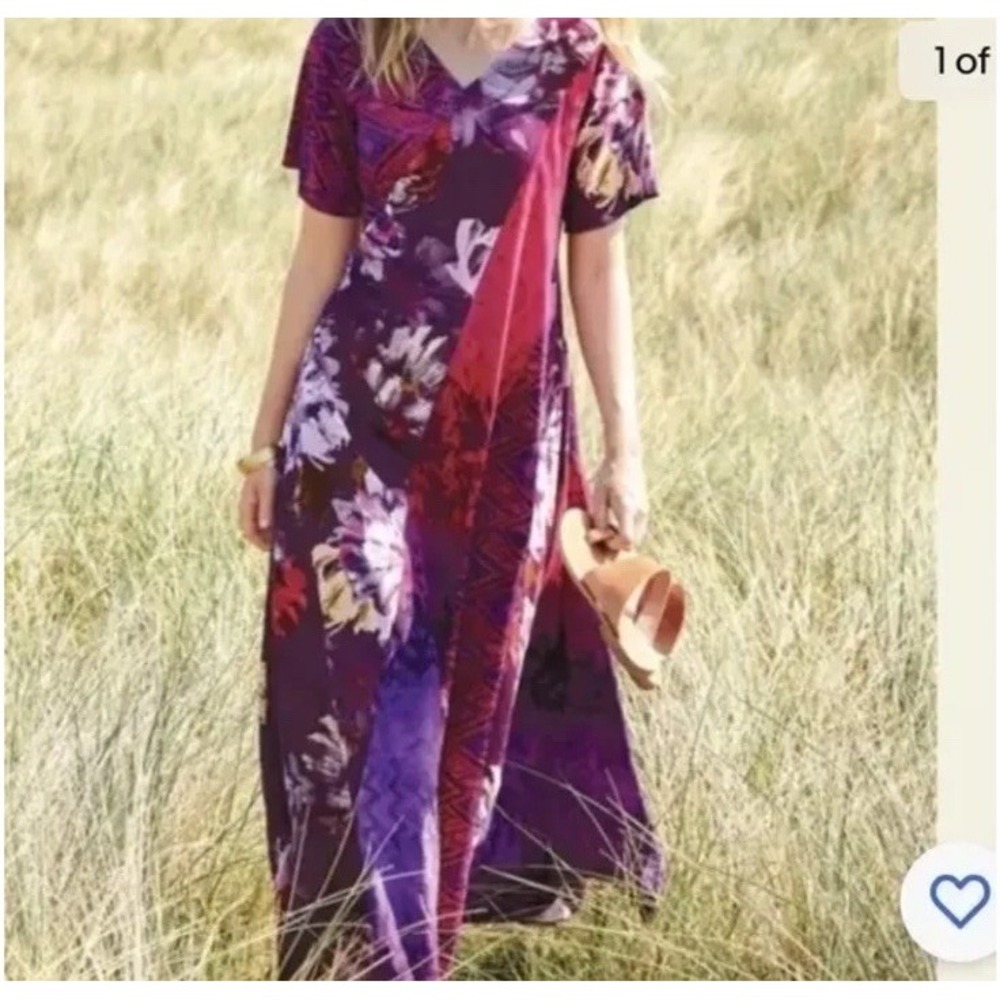 Soft Surroundings Raspberry Rosaria Patchwork Dre… - image 1